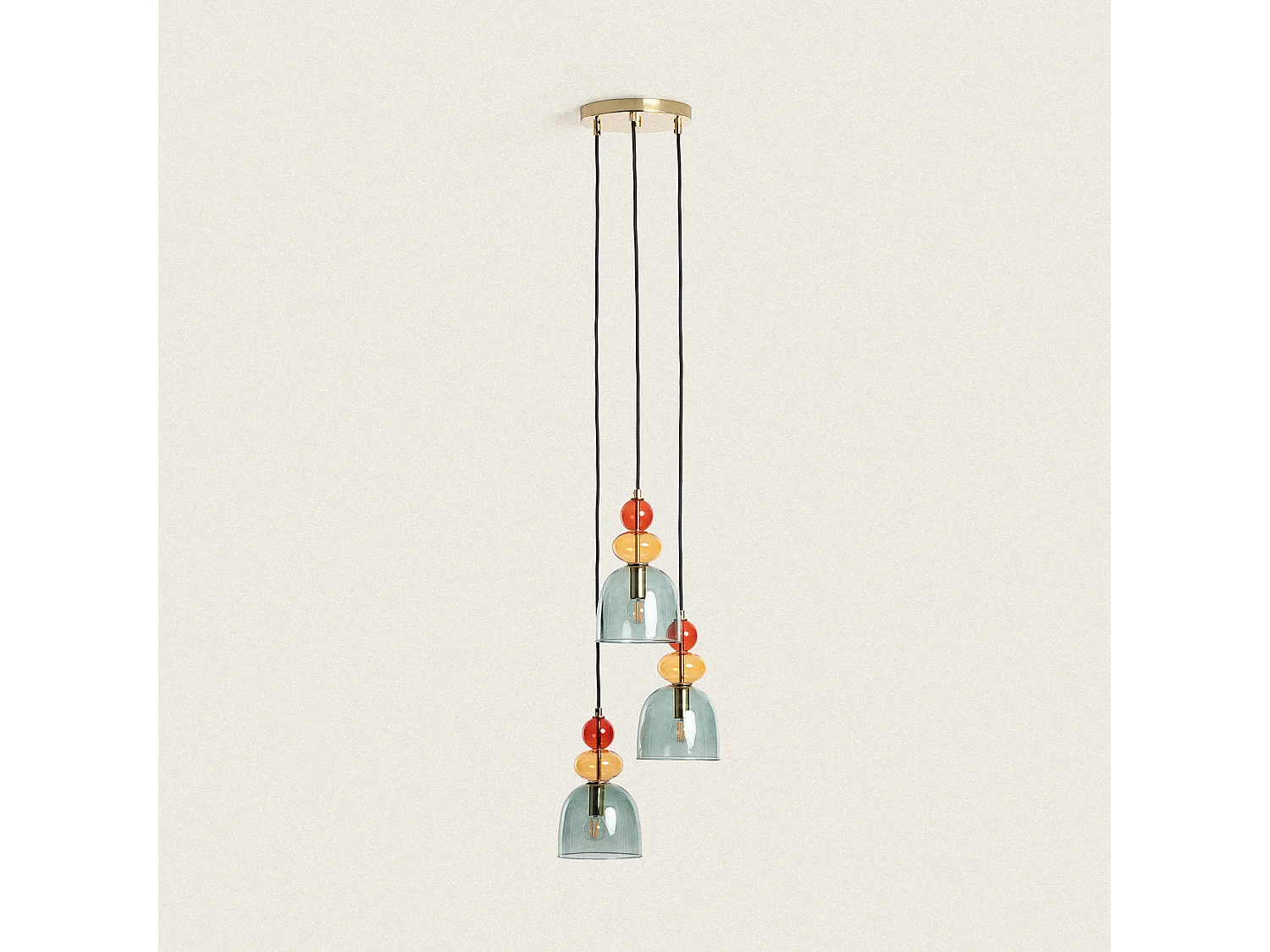 Suspension Métal et Verre Tri Baudelaire  Vert