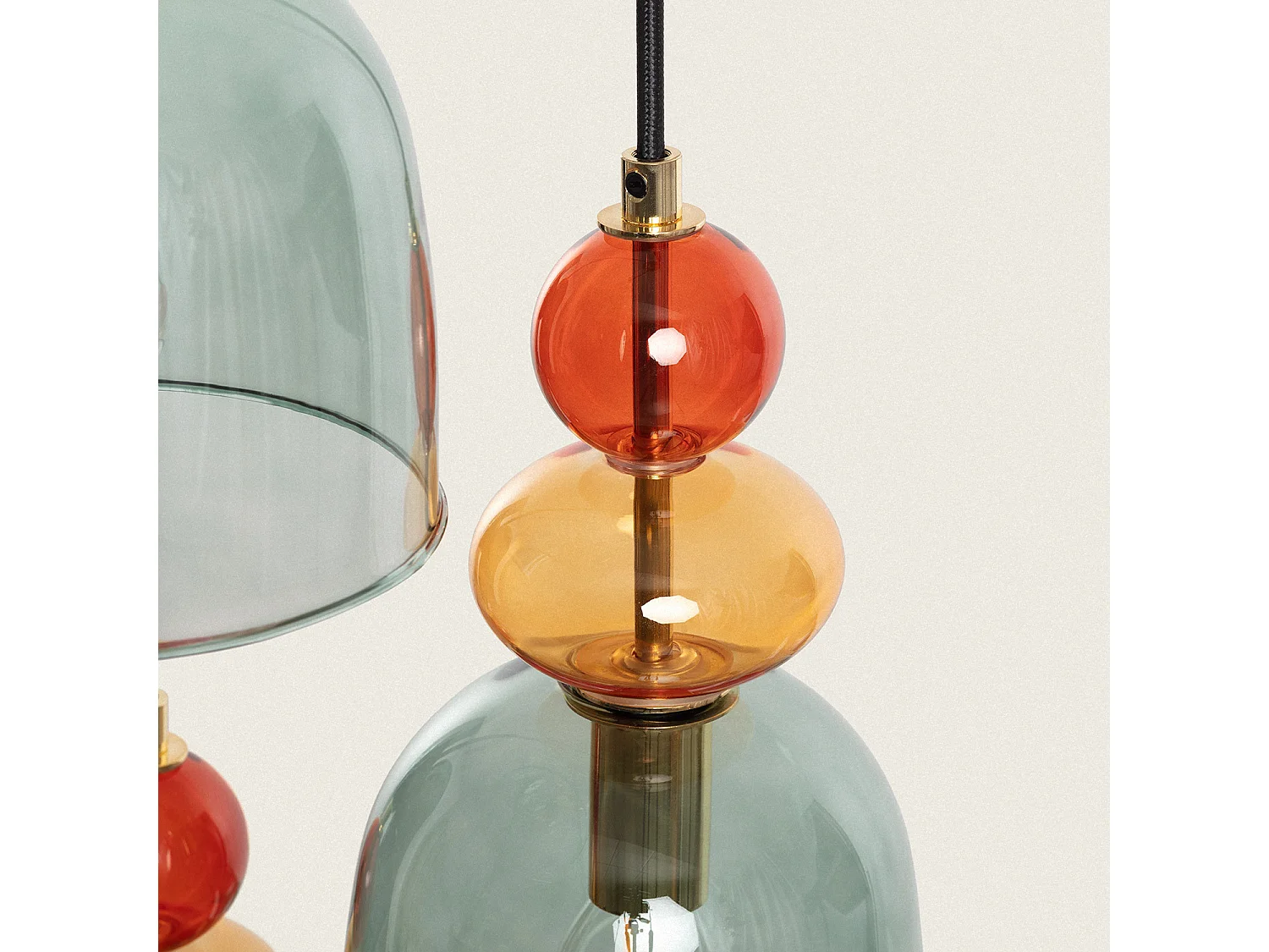 Suspension Métal et Verre Tri Baudelaire  Vert