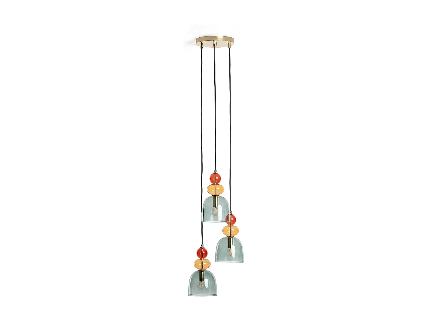 Suspension Métal et Verre Tri Baudelaire  Vert