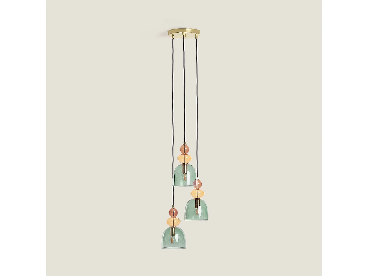 Suspension Métal et Verre Tri Baudelaire  Vert