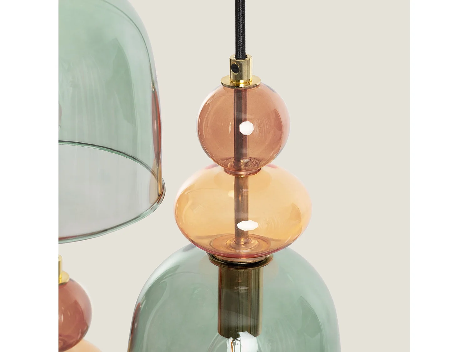 Suspension Métal et Verre Tri Baudelaire  Vert