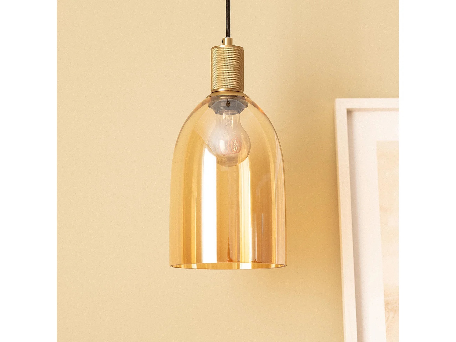 Lámpara Colgante Cristal Tulio Ámbar