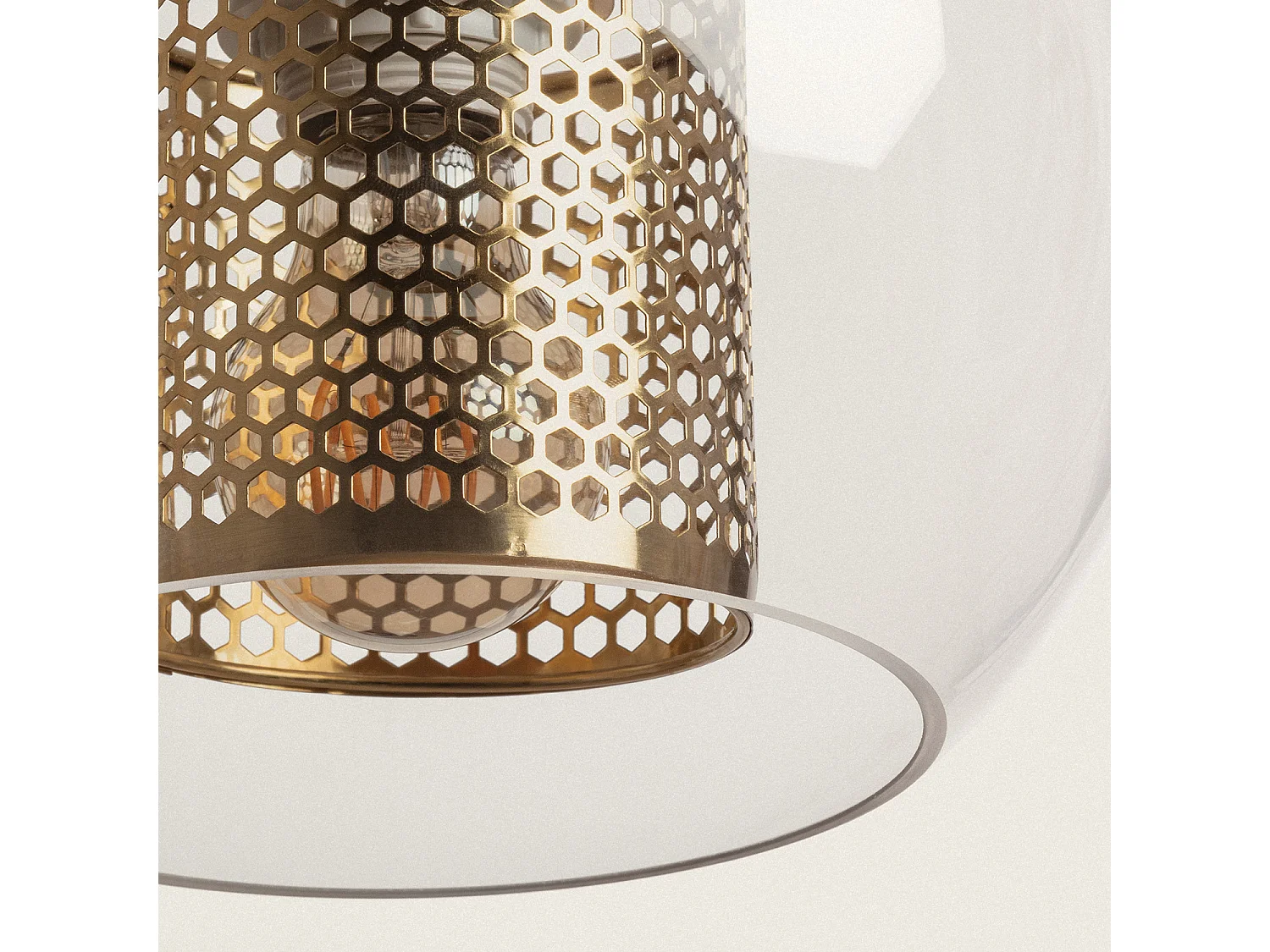 Lámpara Colgante Metal y Cristal Julieta Dorado