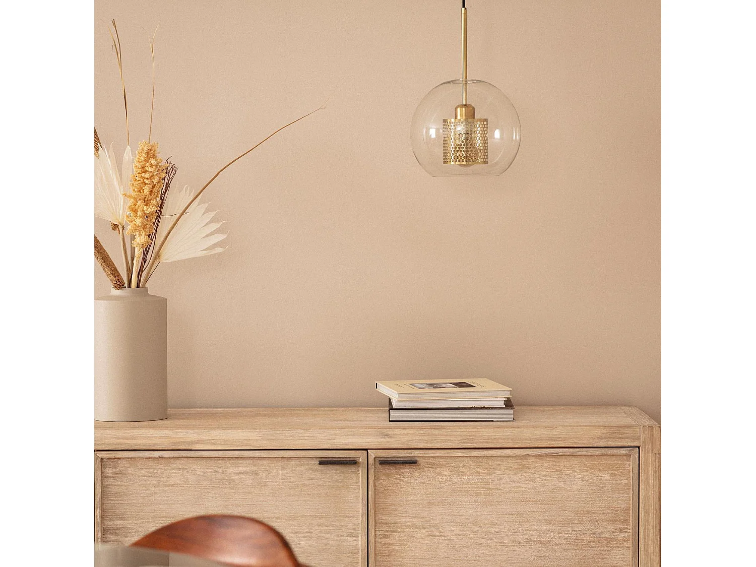 Lampada a Sospensione Metallo e Vetro Julieta Oro