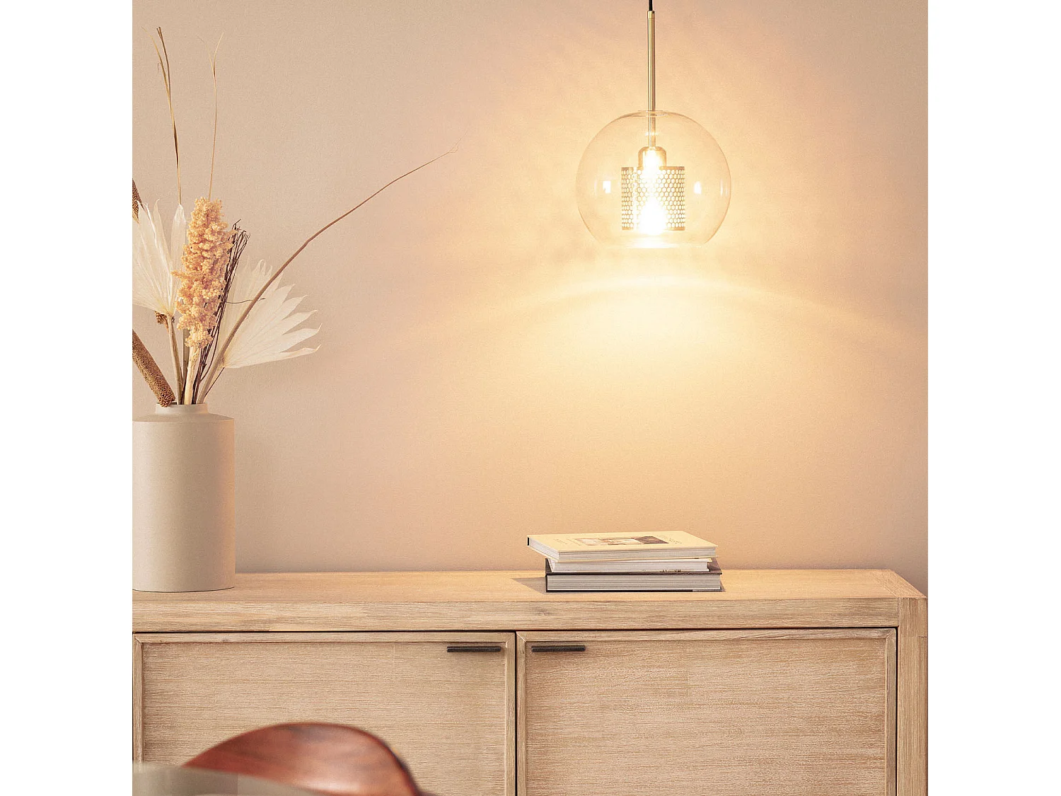 Lampada a Sospensione Metallo e Vetro Julieta Oro