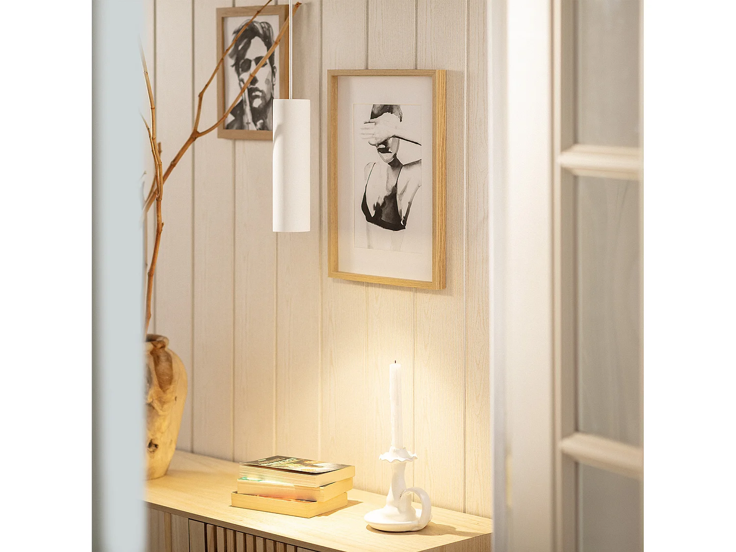 Lampada a Sospensione Gesso Slim Bianco
