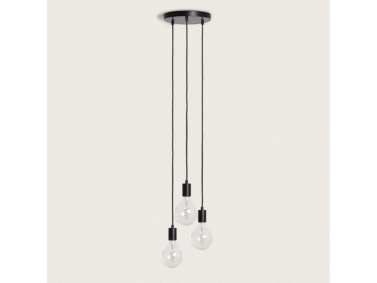 Suspension Métal Cascade 3 Spots  Noir