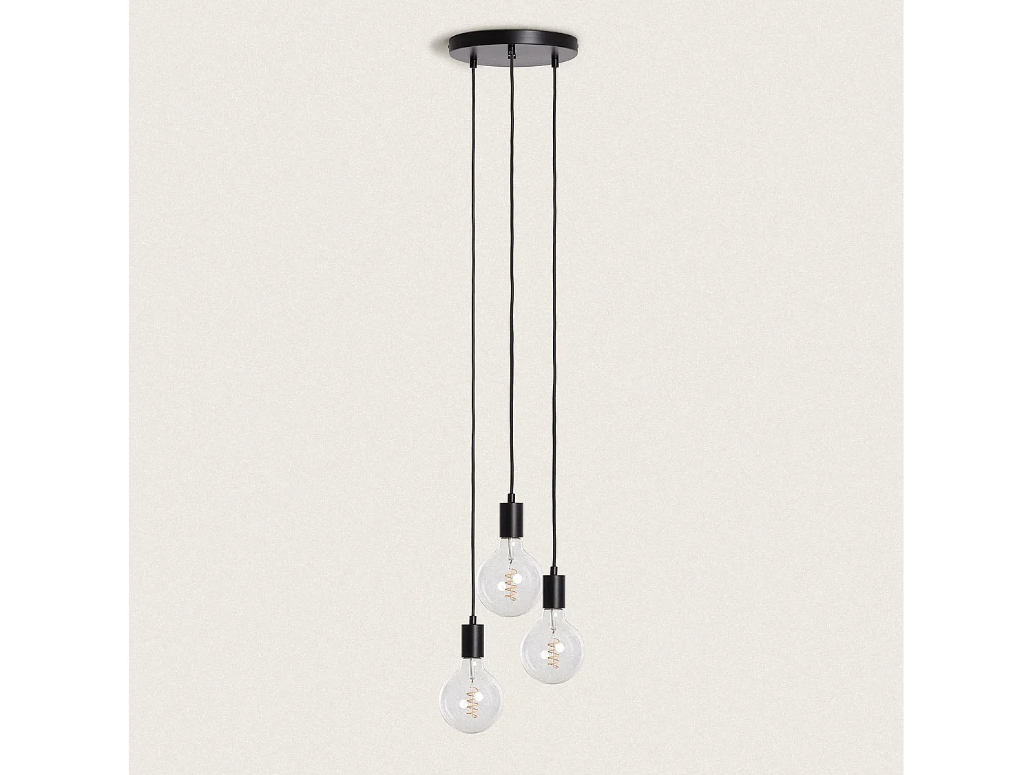 Suspension Métal Cascade 3 Spots  Noir