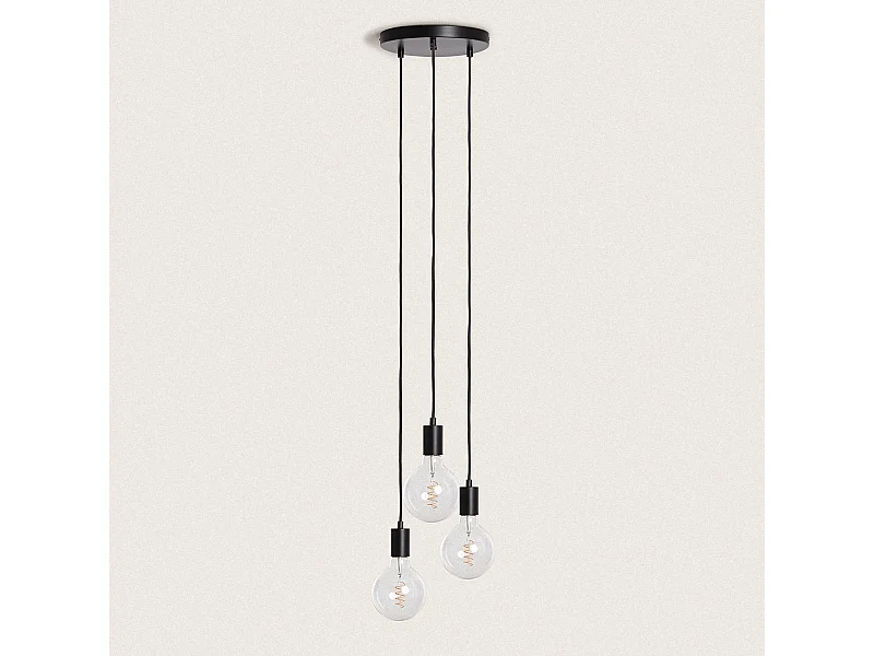 Suspension Métal Cascade 3 Spots  Noir