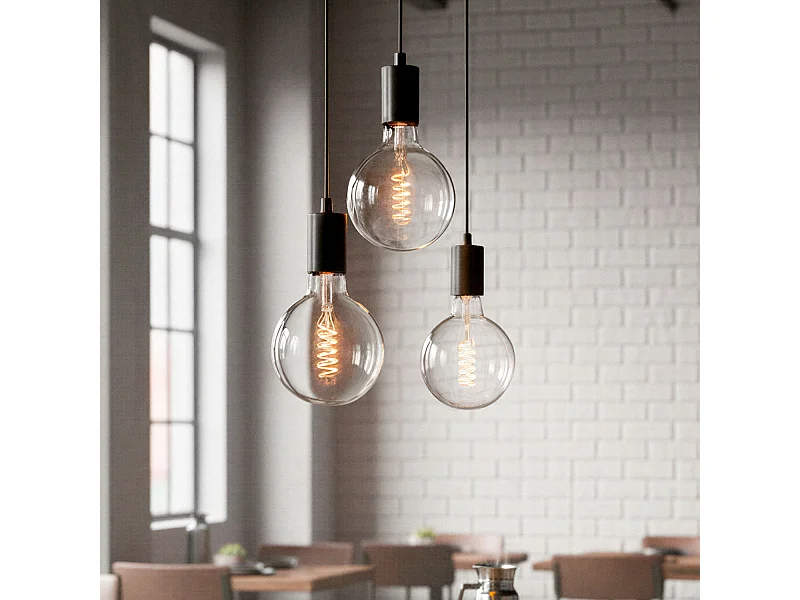 Suspension Métal Cascade 3 Spots  Noir