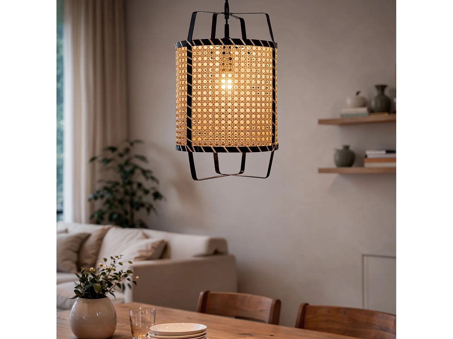 Lámpara Colgante Ratán Baco Natural