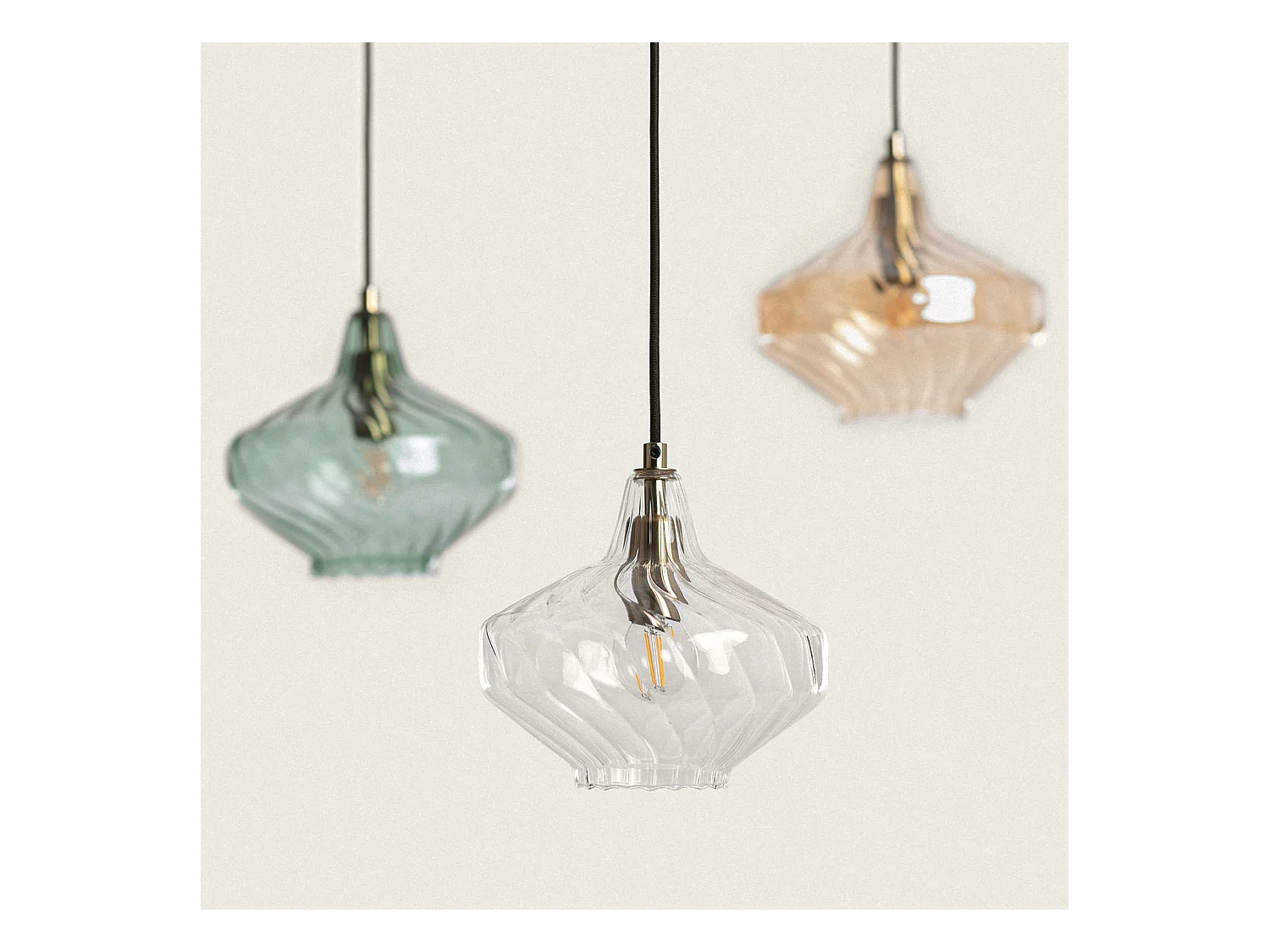 Lampada a Sospensione Vetro Blas Verde Oliva