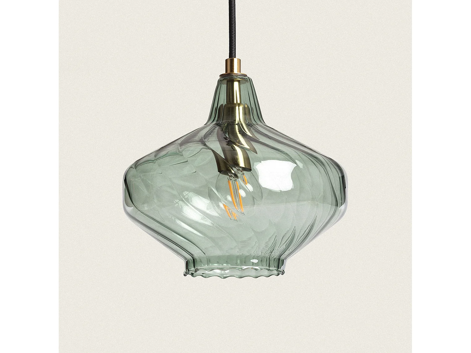 Suspension Verre Blas Vert olive