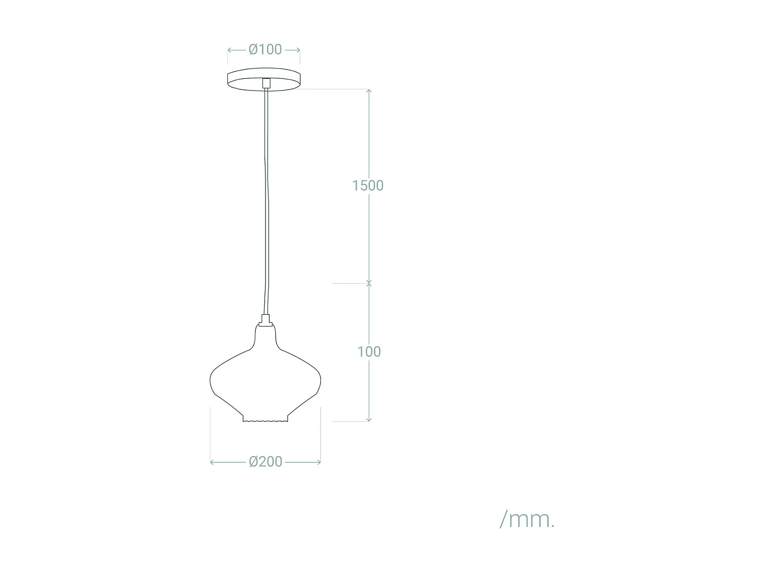 Suspension Verre Blas Vert olive