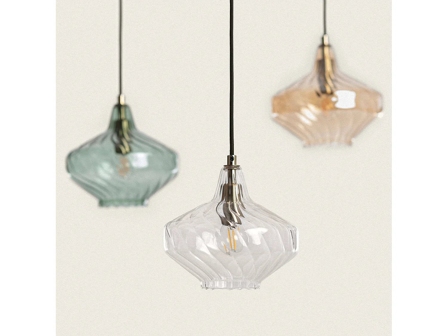 Suspension Verre Blas Vert olive