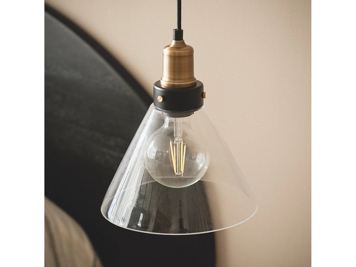 Lampada a Sospensione Metallo e Vetro Factory Trasparente