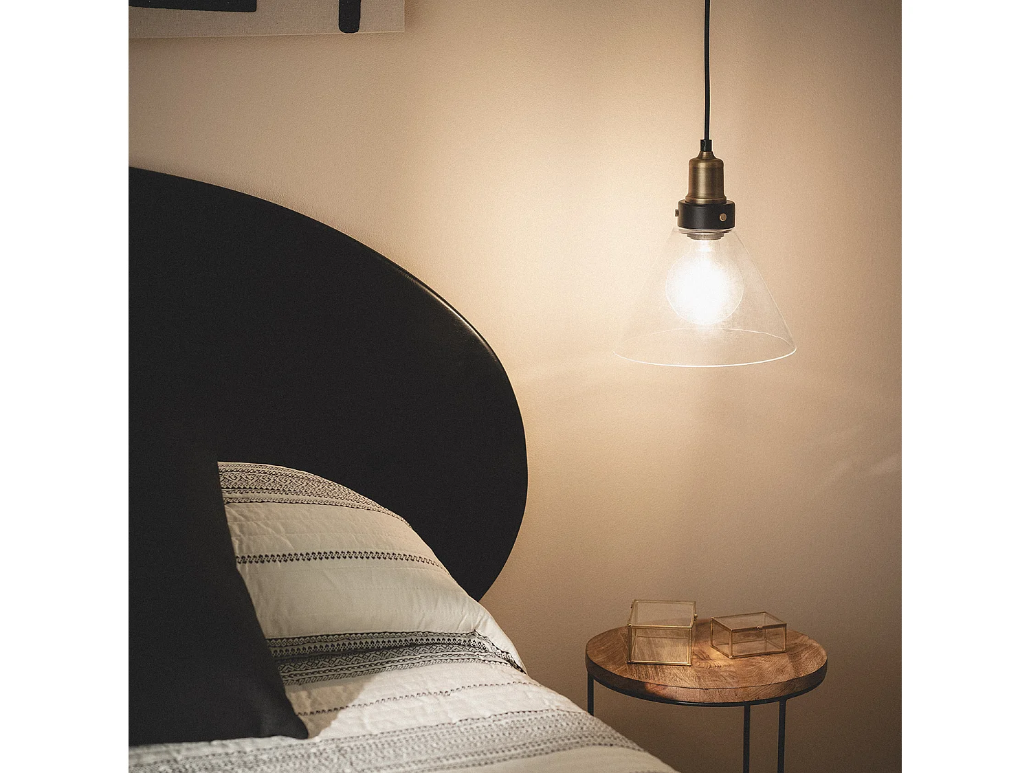 Suspension Métal et Verre Factory Transparent