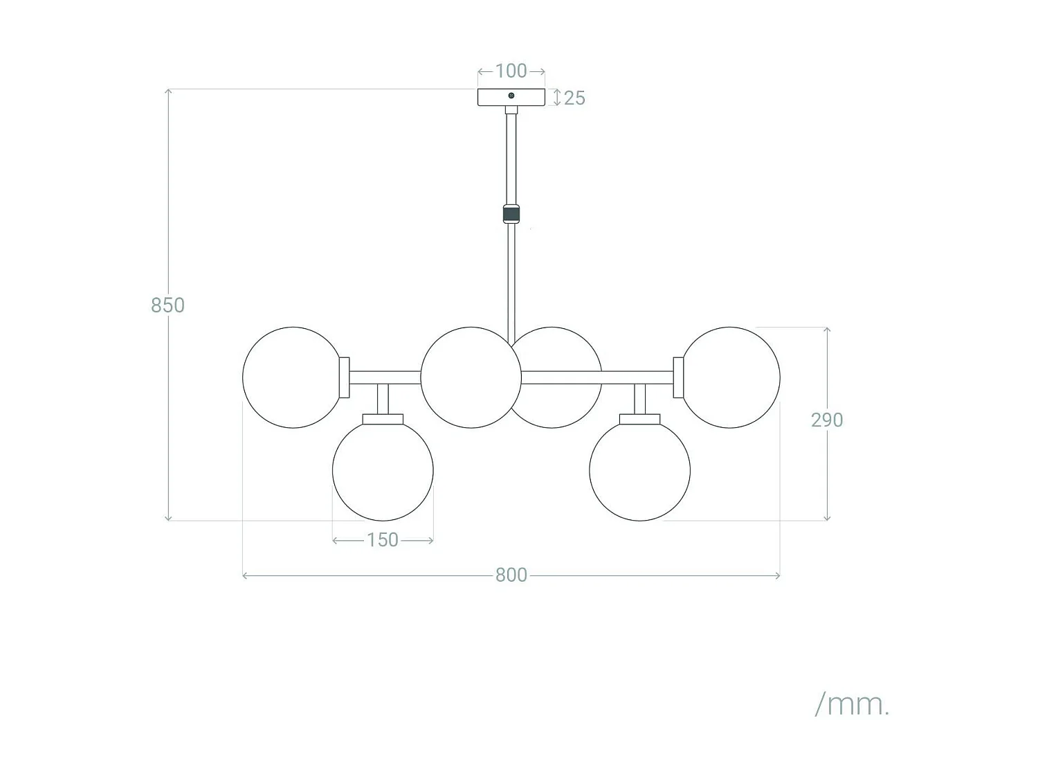 Suspension Métal et Verre Lautrec Doré