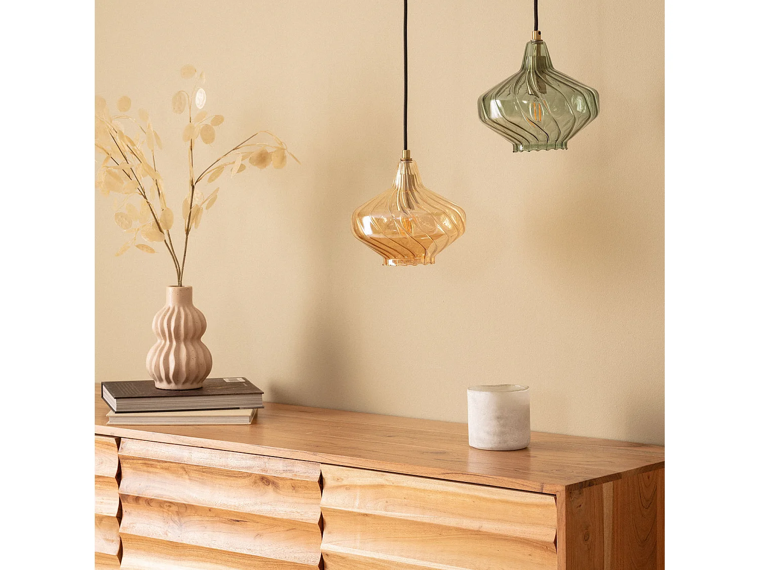 Suspension Verre Blas Ambre