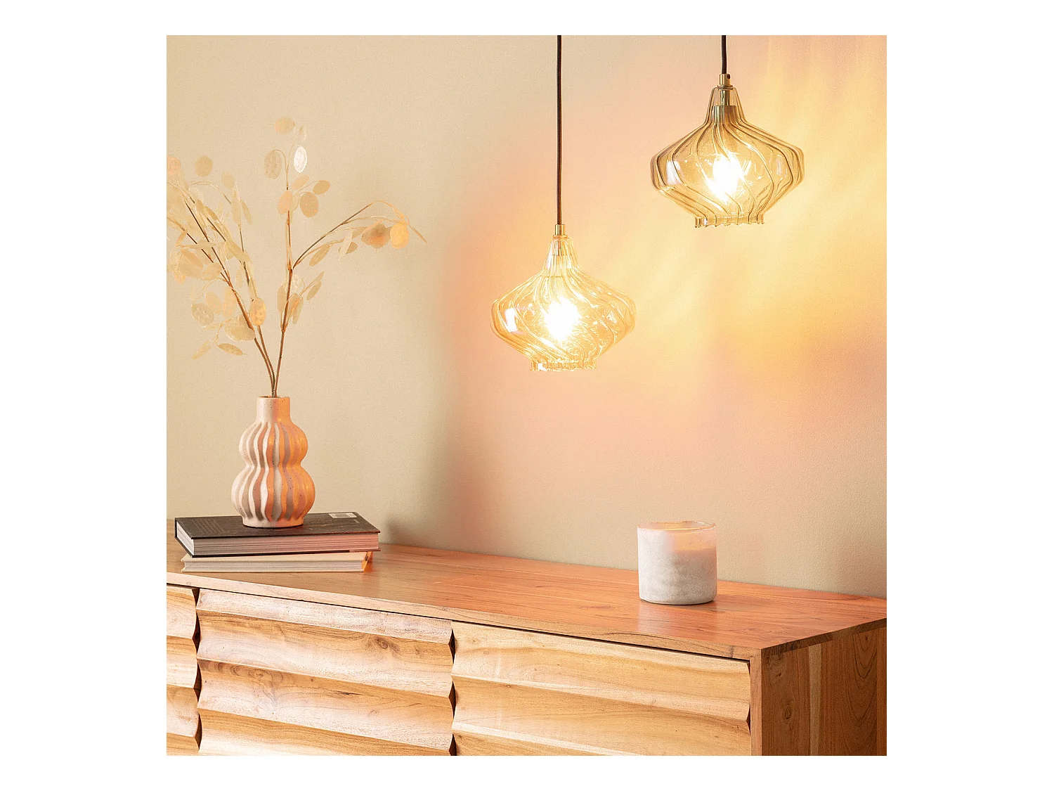 Suspension Verre Blas Ambre