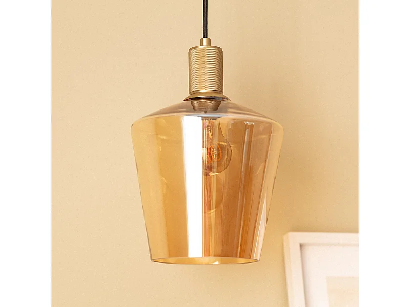 Lámpara Colgante Cristal Vitelio Ámbar