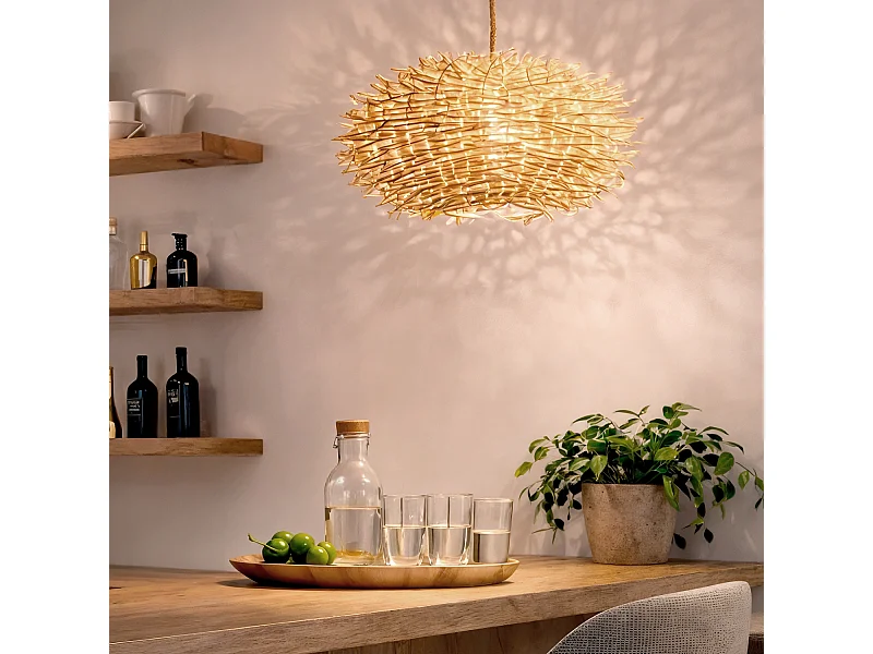 Suspension Rotin Nulko ILUZZIA M Textile naturel