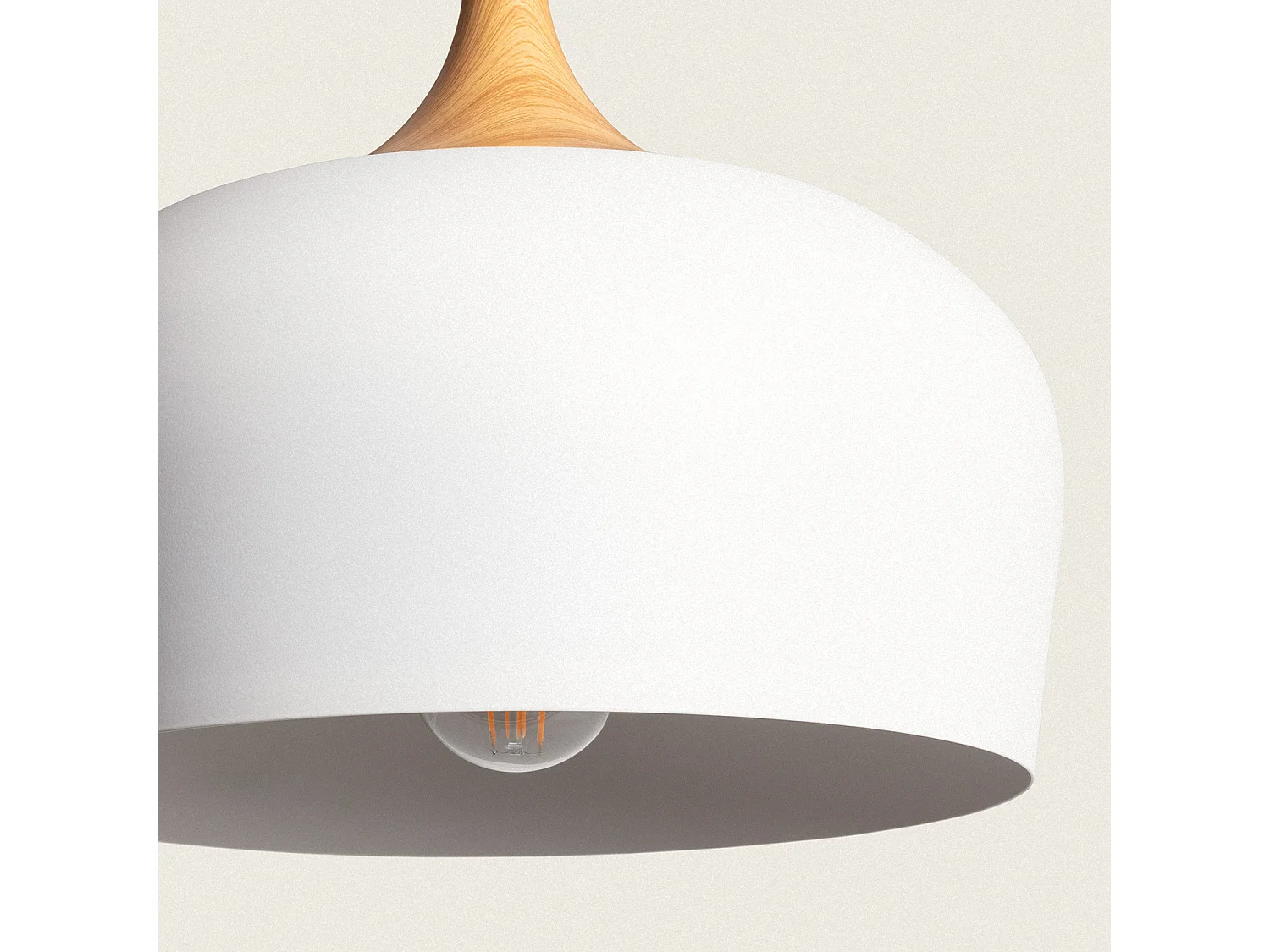 Lámpara Colgante Metal y Madera Serena Blanco