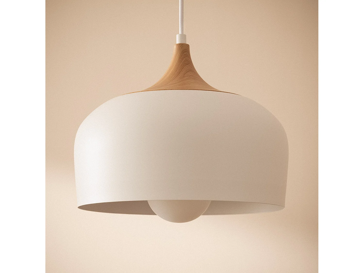 Suspension Métal et Bois Serena Blanc