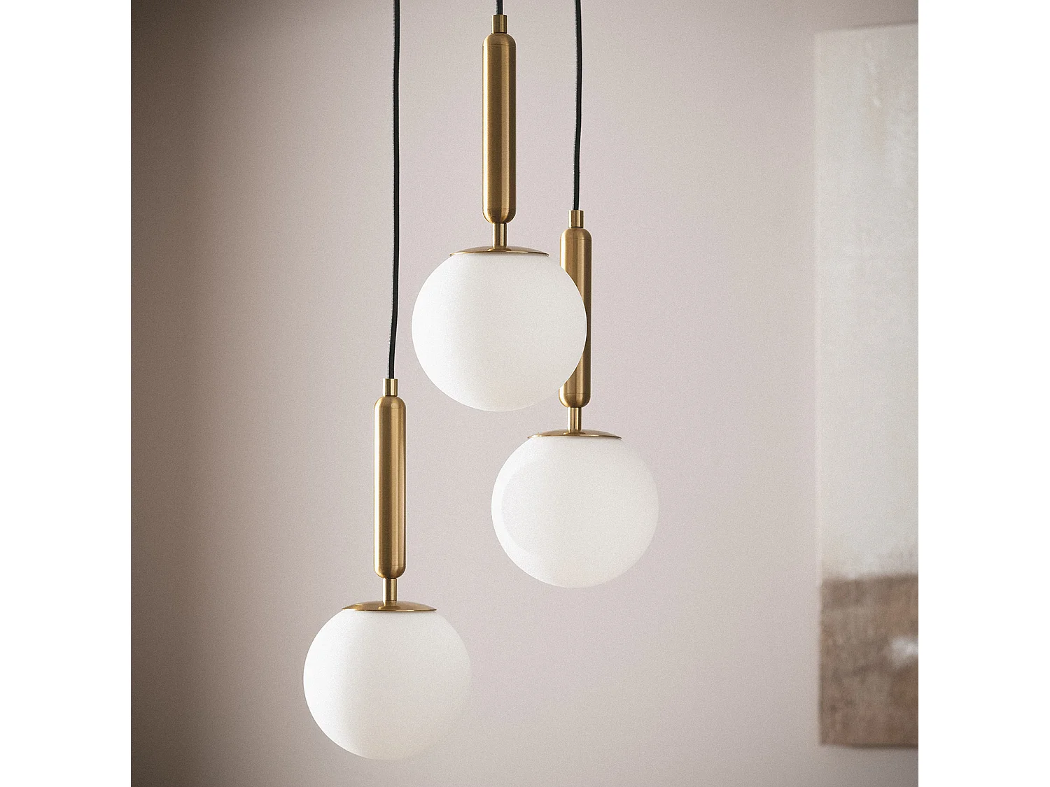 Suspension Métal et Verre Tri Oto Doré