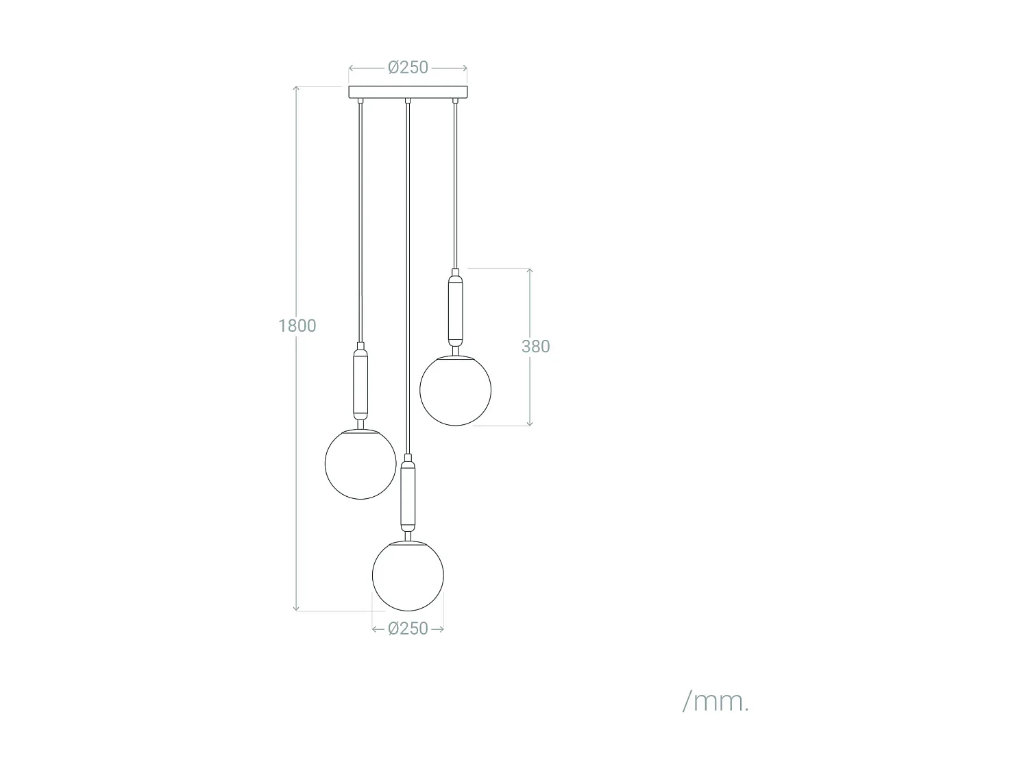 Suspension Métal et Verre Tri Oto Doré
