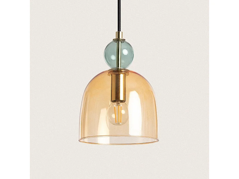 Lampada Sospensione Metallo e Vetro Mono-Baudelaire Rosso