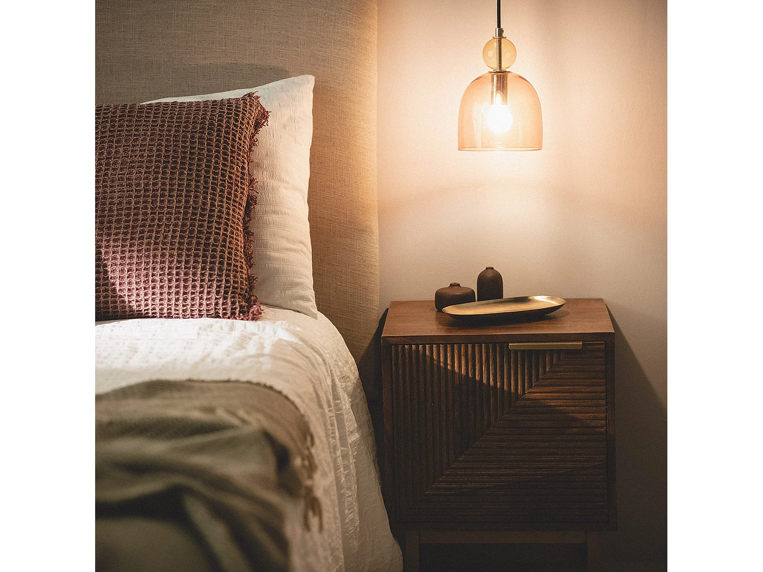 Suspension Métal et Verre Mono-Baudelaire Rouge