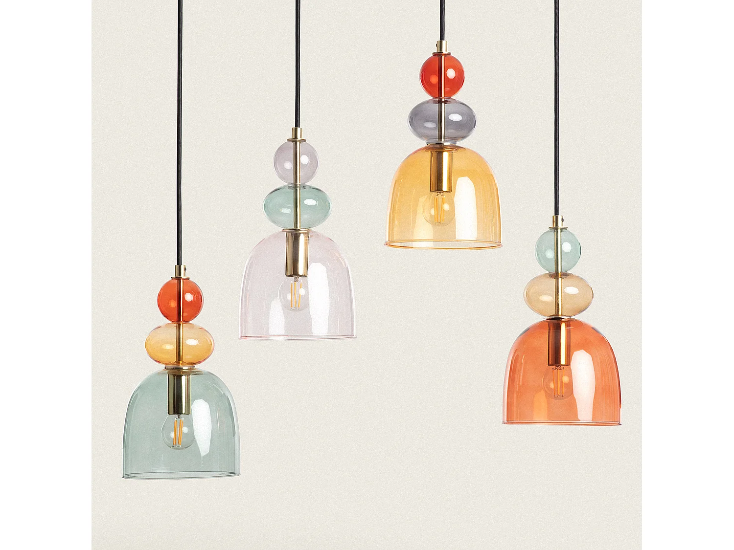 Suspension Métal et Verre Baudelaire  Vert