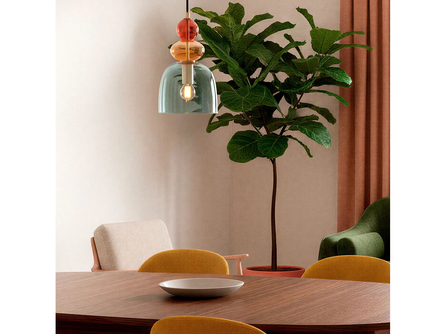 Suspension Métal et Verre Baudelaire  Vert