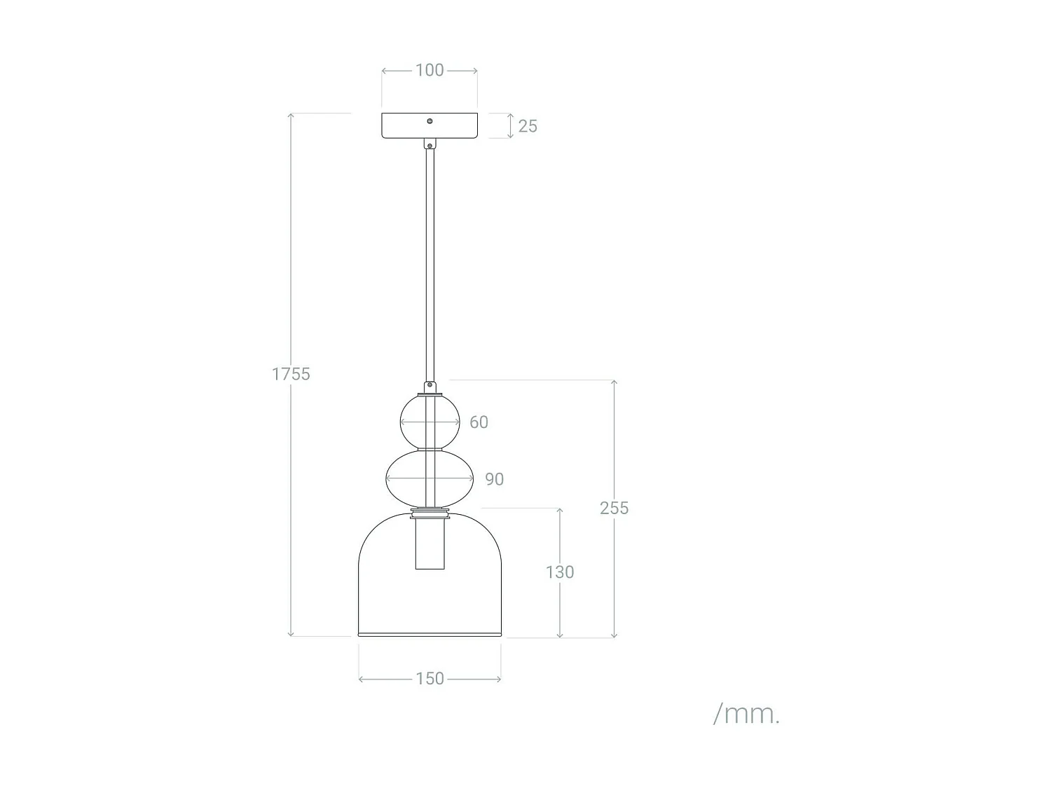 Suspension Métal et Verre Baudelaire  Vert