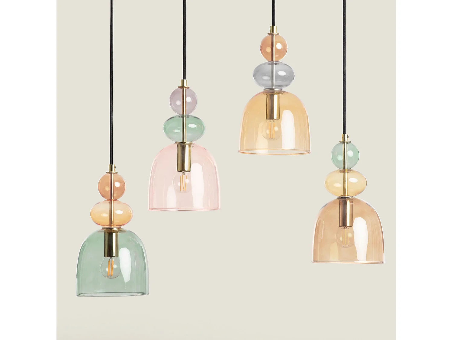 Lampada a Sospensione Baudelaire Metallo e Vetro Rosso