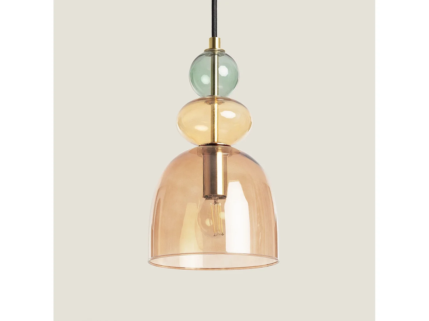 Lampada a Sospensione Baudelaire Metallo e Vetro Rosso