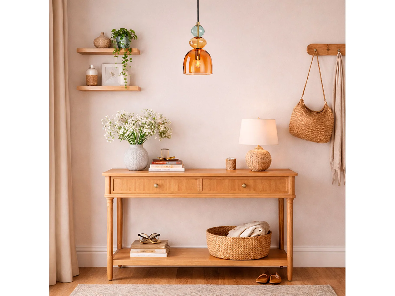 Lampada a Sospensione Baudelaire Metallo e Vetro Rosso