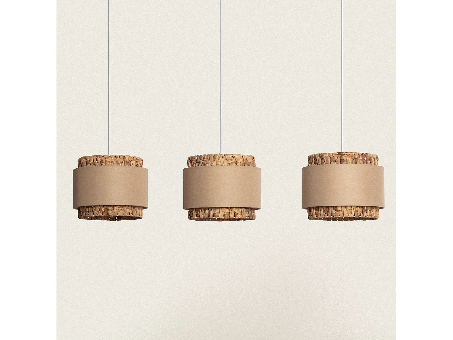 Lámpara Colgante Fibras Naturales Tri Orleans Beige