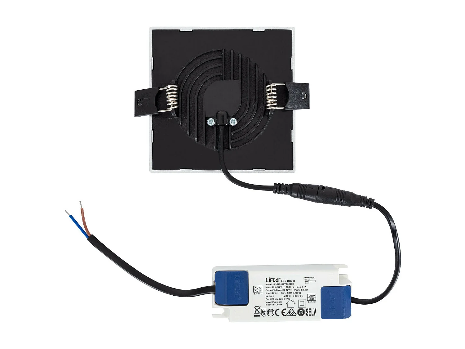 Dalle LED 8W Carrée High Lumen LIFUD Coupe Ø 75mm Argentée 4000K Blanc neutre