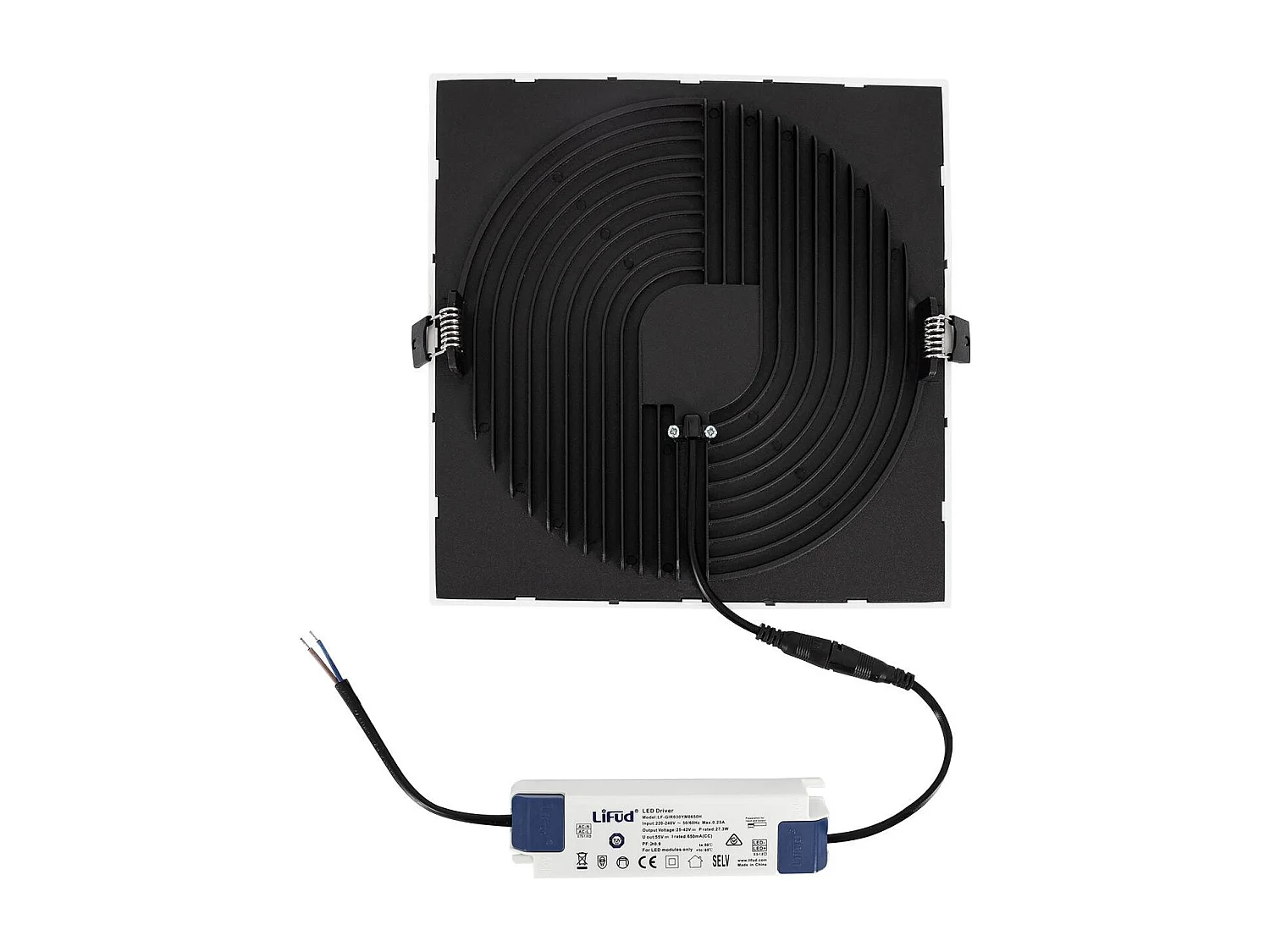 Dalle LED 30W Carrée High Lumen LIFUD Coupe Ø 200 mm 4000K Blanc neutre