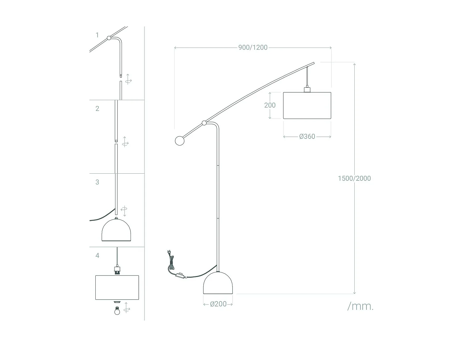 Lámpara de Pie Metal Meetkunde Blanco
