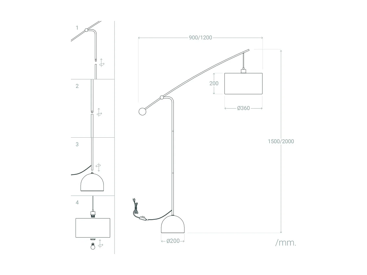 Lampadaire Métal Meetkunde Blanc