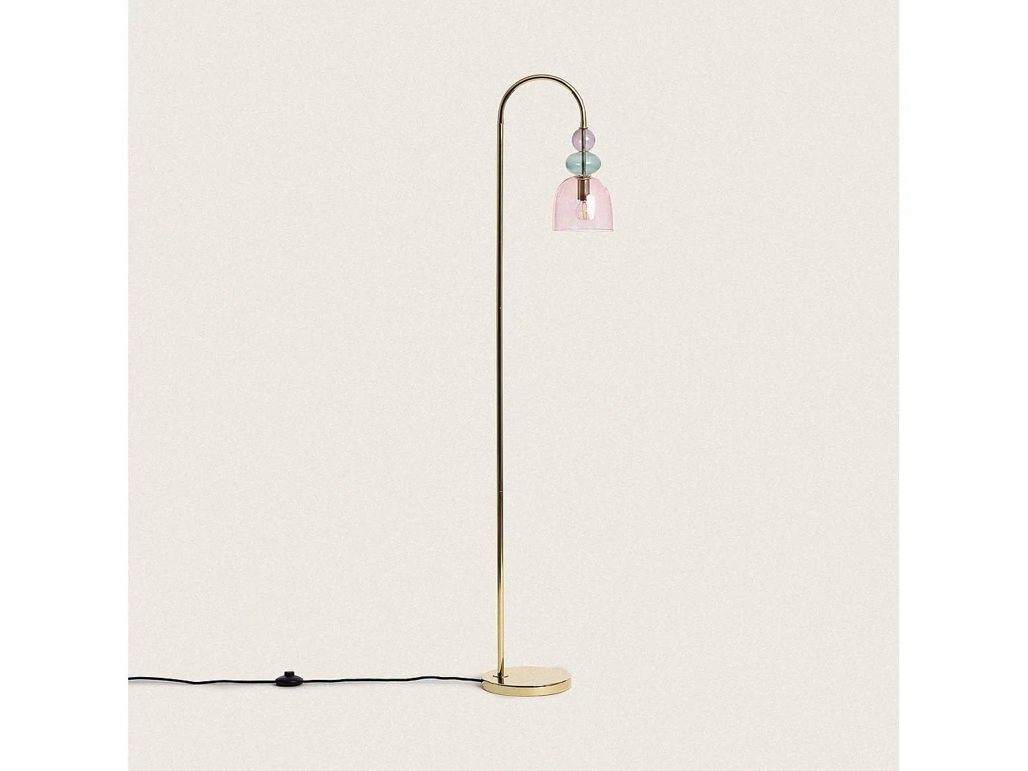 Lámpara de Pie Metal y Cristal Baudelaire Rosa