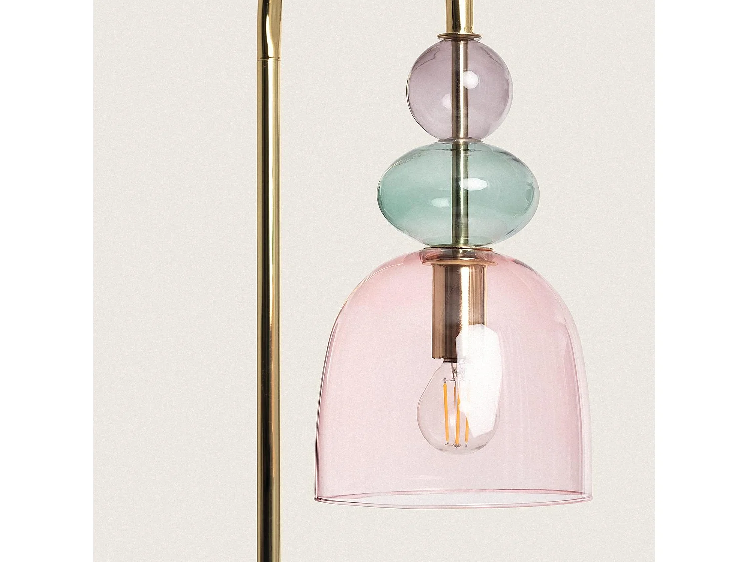 Lámpara de Pie Metal y Cristal Baudelaire Rosa