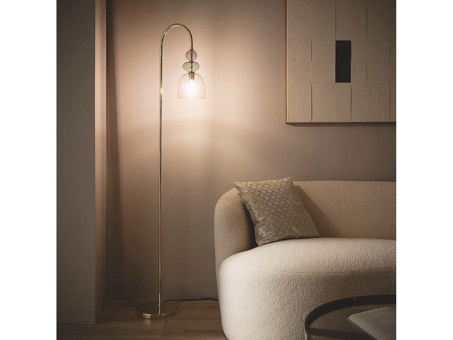 Lampadaire Métal et Verre Baudelaire Rose