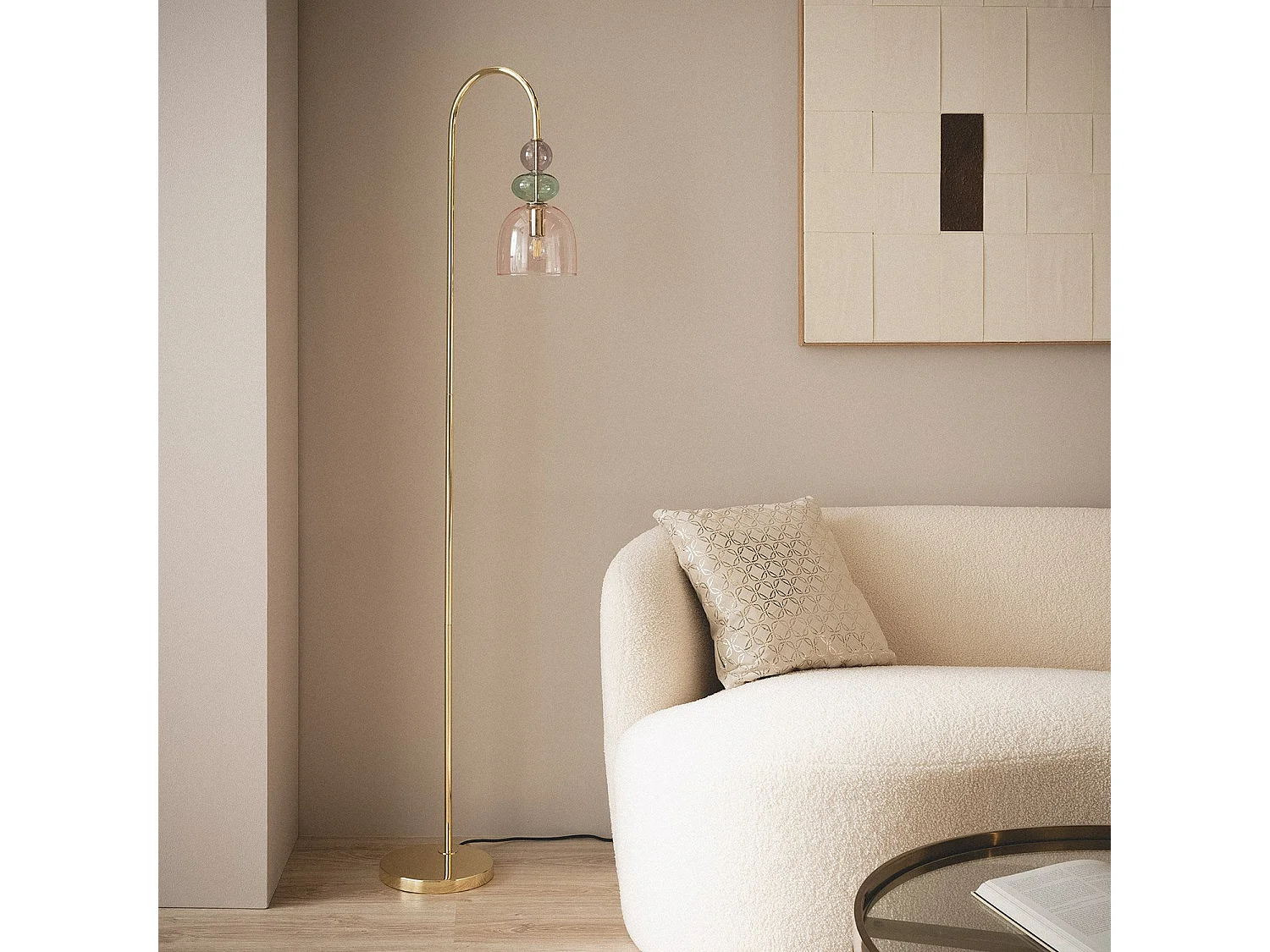 Lampadaire Métal et Verre Baudelaire Rose