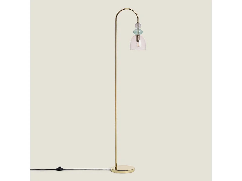 Lámpara de Pie Metal y Cristal Baudelaire Rosa