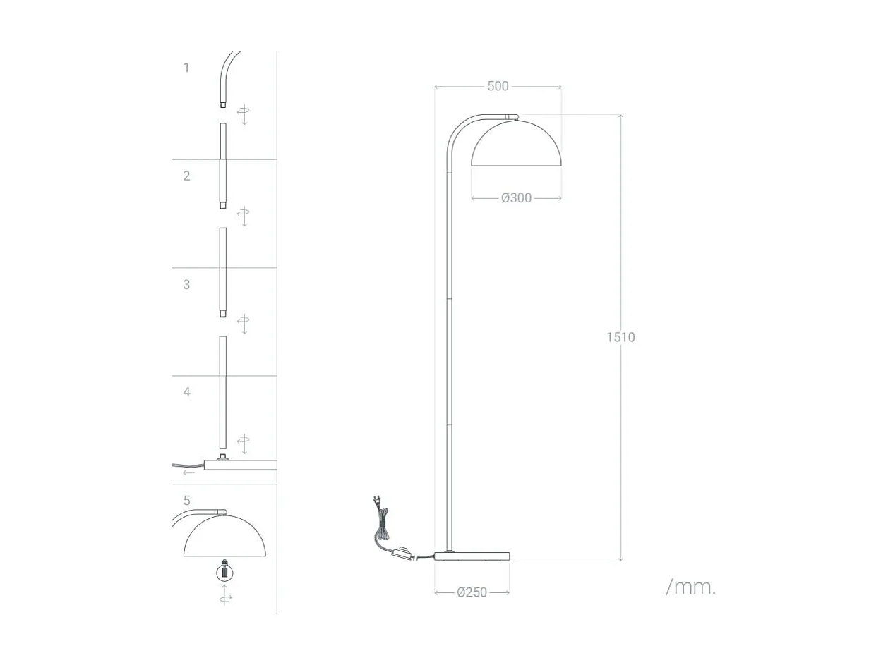 Lampadaire Bowlen Doré