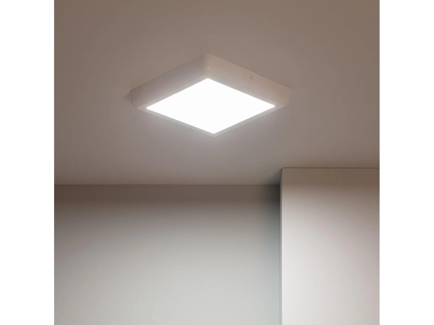 Plafonnier LED Carré Métal 18W Design White 225x225 mm  2900K - 3200K Blanc chaud